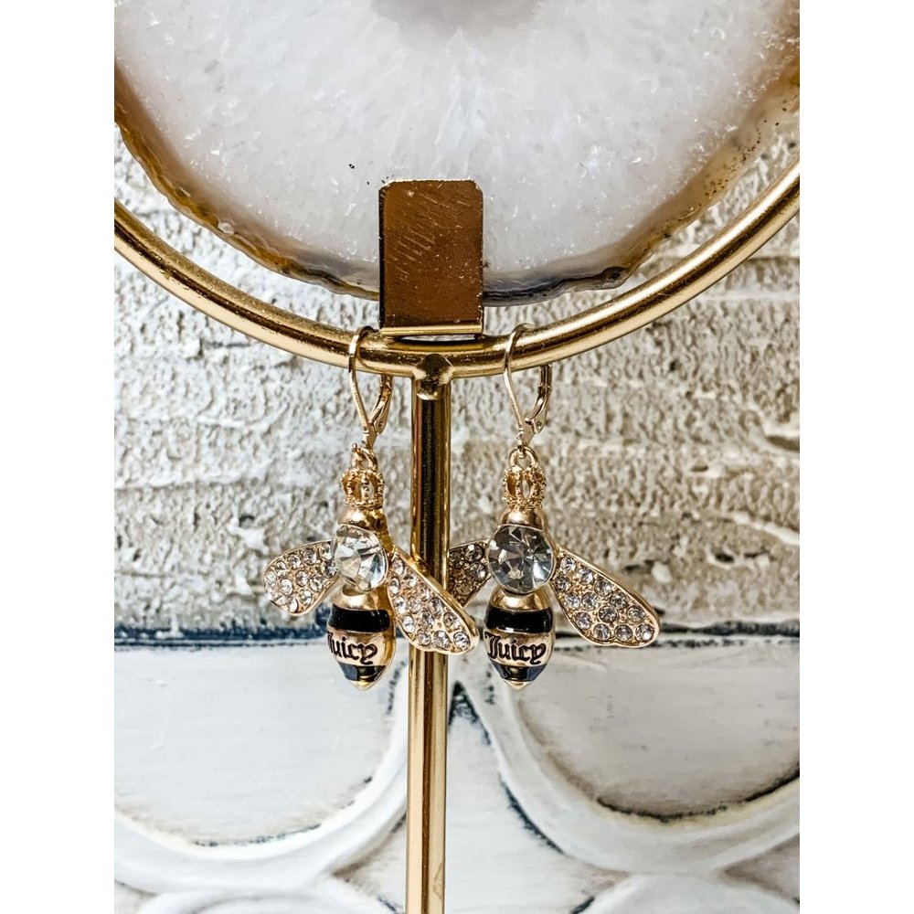 NWT Juicy Couture Crowned Queen Bee Dangle Drop Earrings